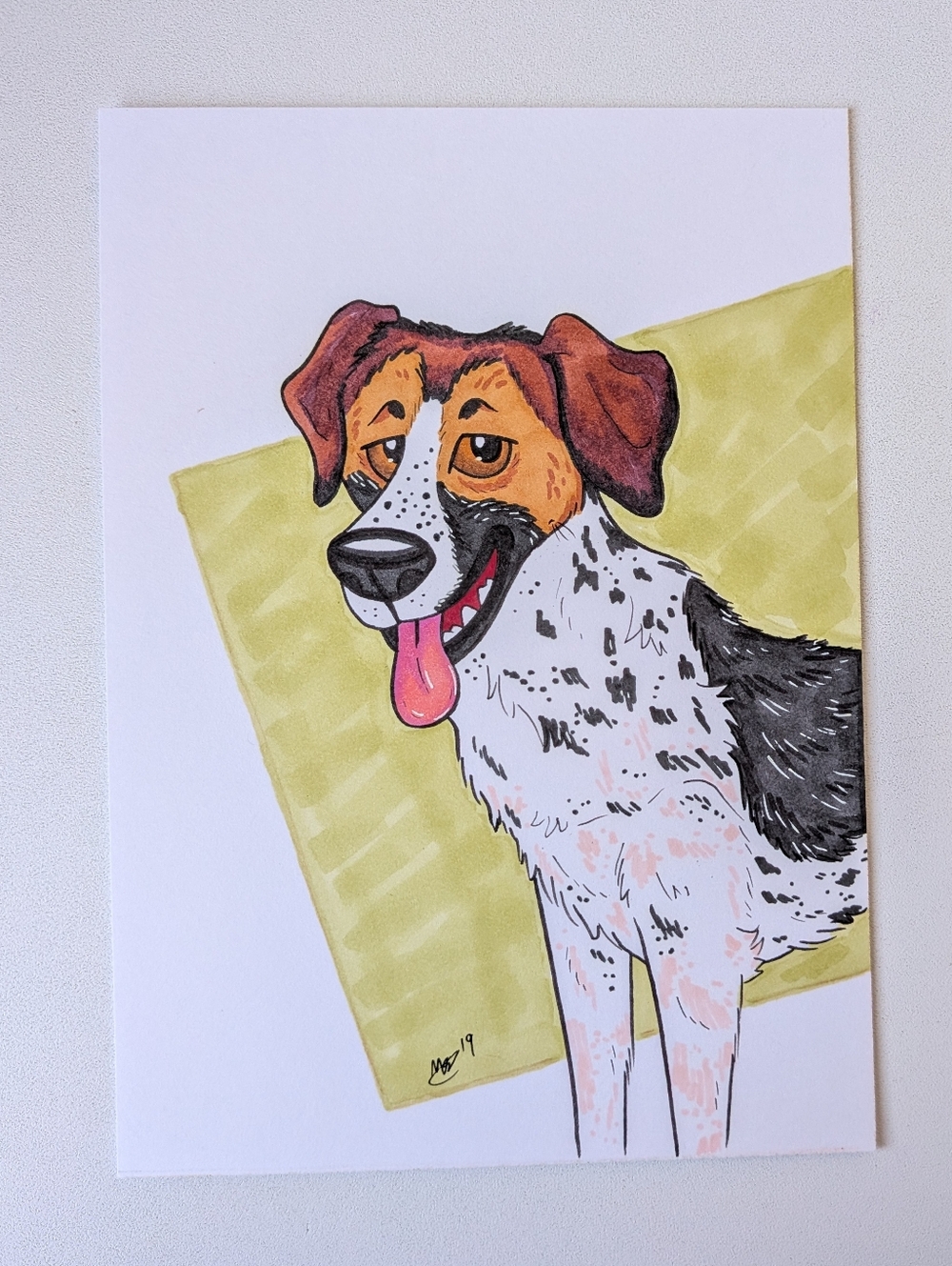 Original Bohemian Spotted Dog Portrait 5×7 Dogcember Illustration By Mattoodles